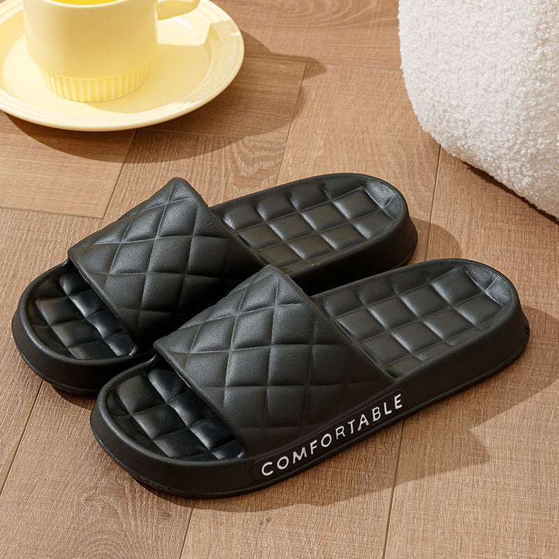 Men's Home Slippers With Plaid Design Soft-soled Silent Indoor Floor Bathing Slippers Women House Shoes Summer null