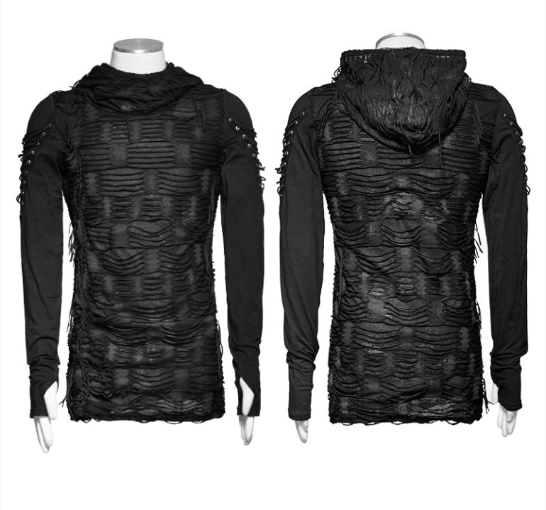 Seasonal New Slim Fit Top Dark Hooded Base Shirt For Men