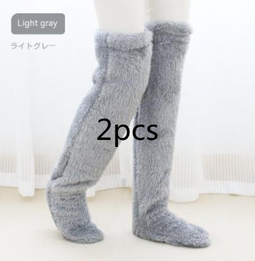 Over Knee High Fuzzy Long Socks Winter Warm Cold Leg Knee Joint Cold-proof Stockings Home Floor Sleeping Socks null