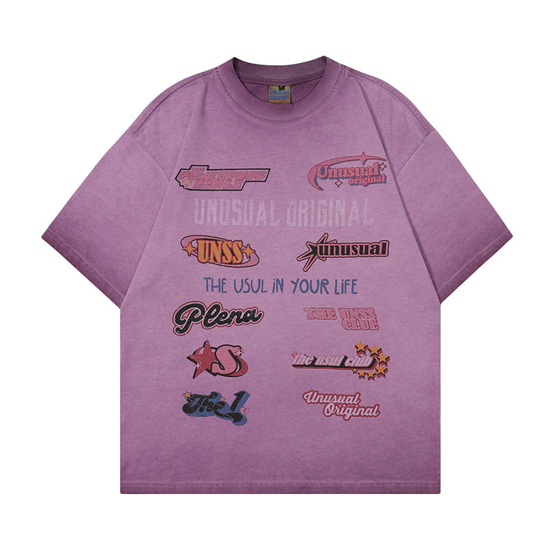 American Retro High Street Letter Printed T-shirt