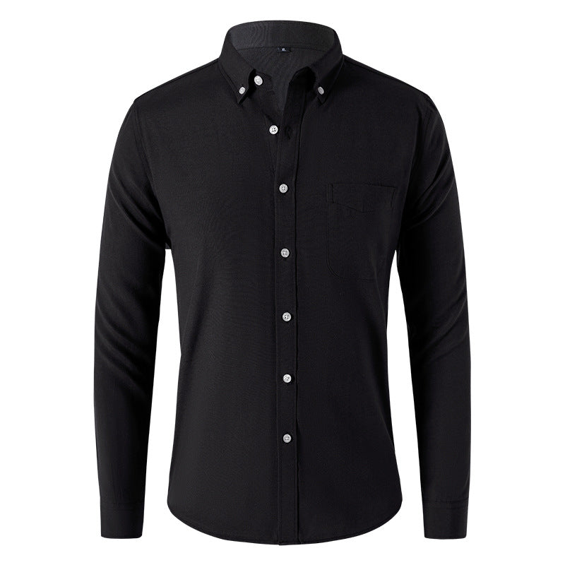 Japanese Retro Men's Long-sleeved Casual Solid Color Shirt