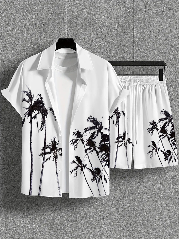 Trendy Wild Printed Men's Simplicity Short Sleeve Shirt Outfit