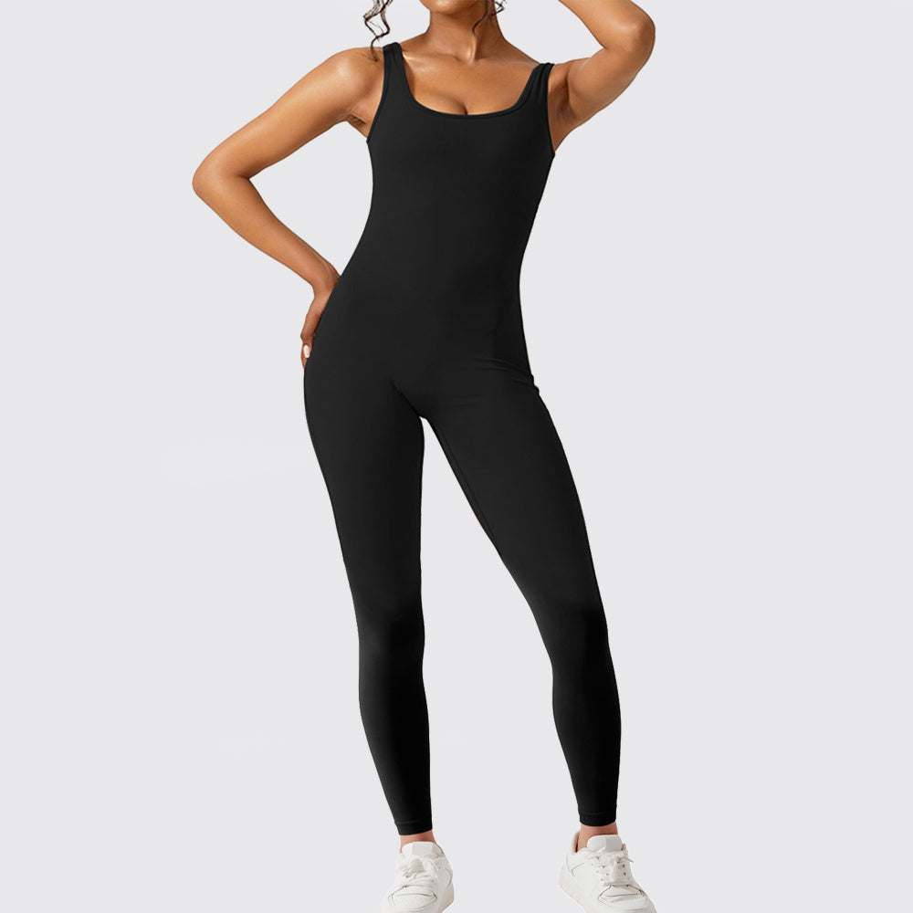 Women Sleeveless Flare Jumpsuits Fitness Yoga Long Pants null