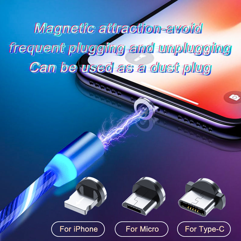 Magnetic Charging Cable Streamer Fast Charging Cable Lighting Micro USB Cable LED Magnet Charger Type-C Cable null