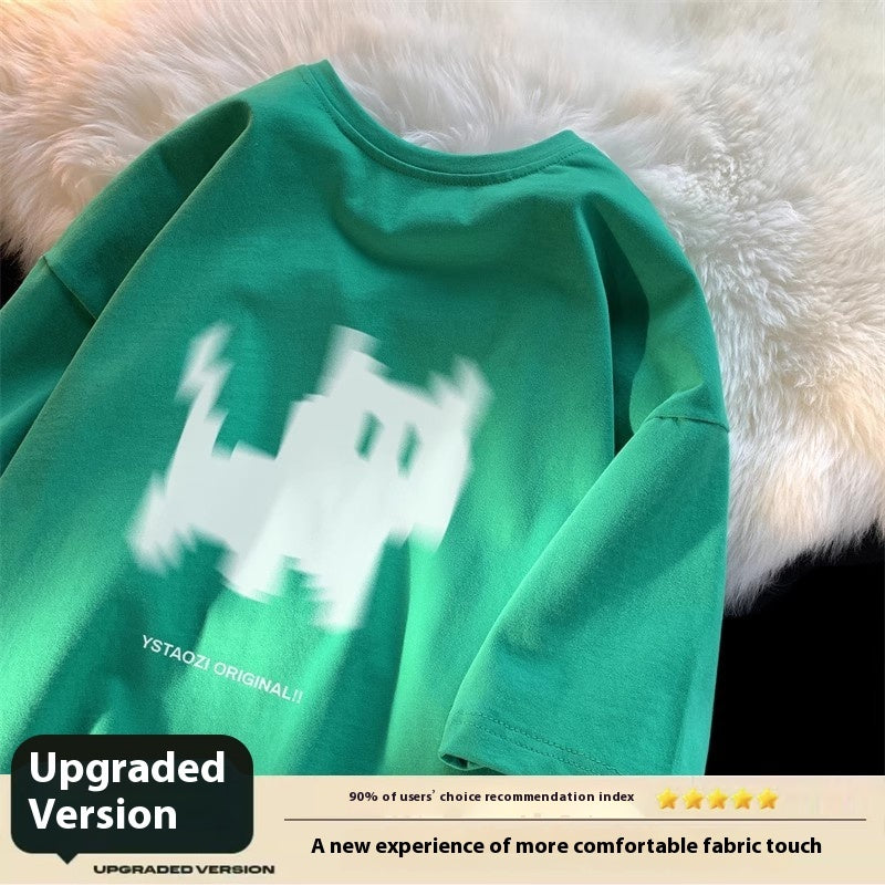 Cat Print Hong Kong Style Loose Short Sleeved Shirt