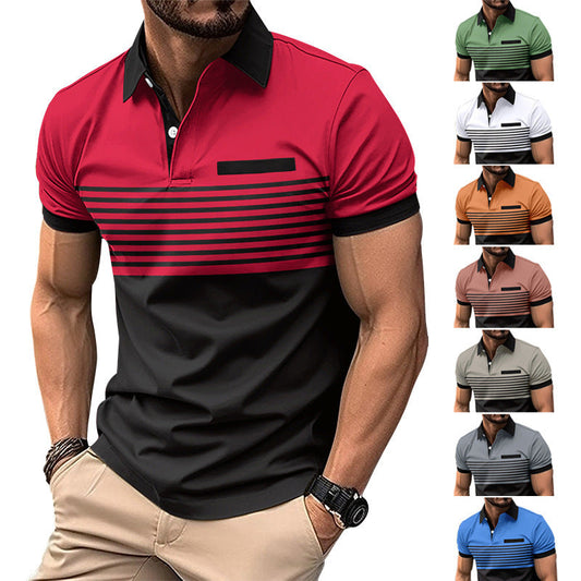 Casual Striped Shirt With Chest Pocket Men Clothing null