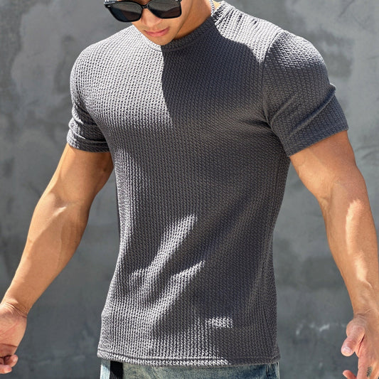 Sports And Fitness Short Sleeved Men's Textured Quick Drying T-shirt null