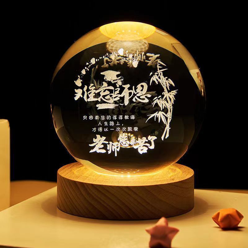 Luminous Starry Sky And Planets Moon Moon Crystal Ball Small Night Lamp Projection Ambience Light Creative Gift New Strange Gift null