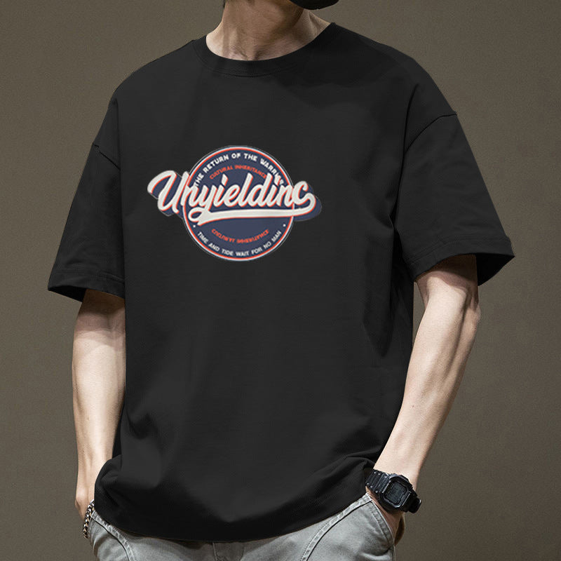 Men's Cotton Ins Round Neck Loose Top T-shirt