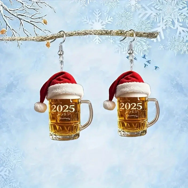 2025 Christmas Beer Steins Acrylic Earrings null