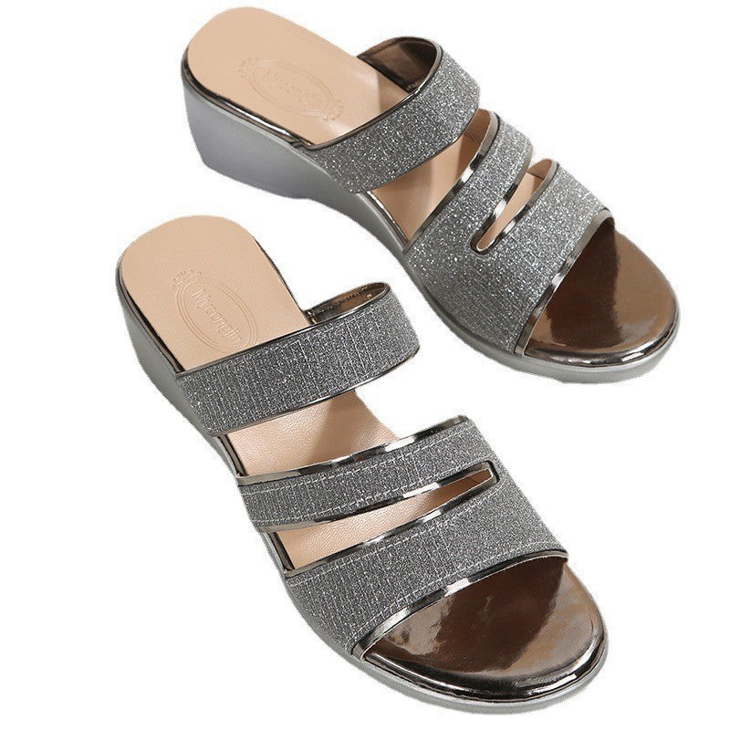 New Wedge Sequined Women's Sandals null