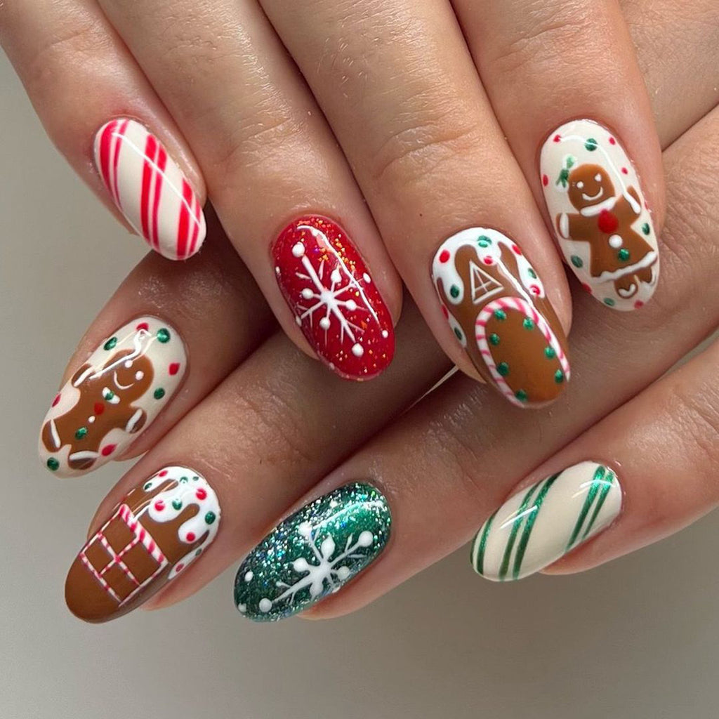 Fruit Gingerbread Man Chocolate House Fake Nail Tip