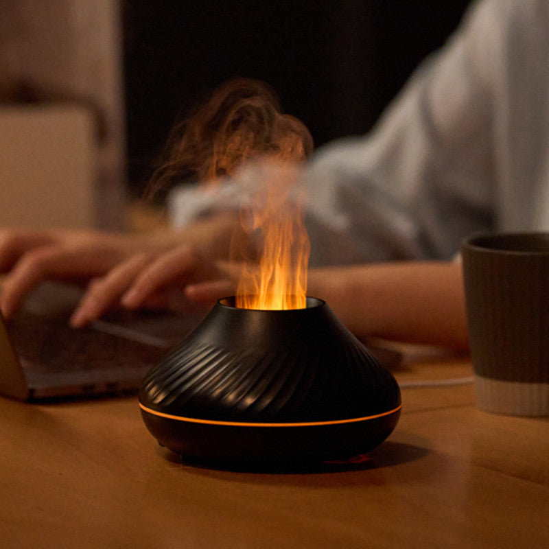 Newest RGB Flame Aroma Diffuser 130Ml 3d Colorful Flame Humidifier Fire Volcano Diffuser Flame null