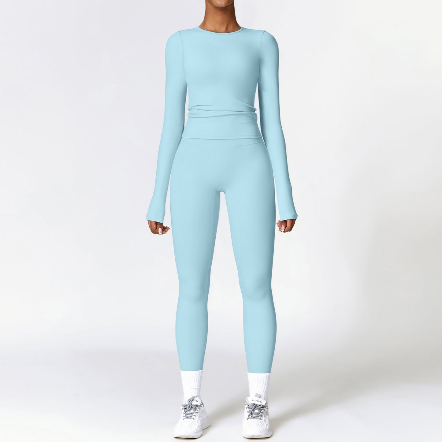 Tight-fitting Brushed Yoga Suit Quick-drying Fitness Clothes  Fitness Long Sleeve Tracksuits Sports Suit Gym Top High Waist Leggings Women Sets Yoga Set null