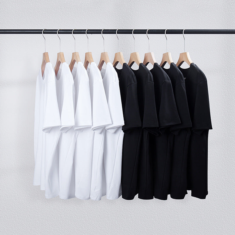 Men's Summer Round Neck Half Sleeve White T-shirt Bottoming Shirt