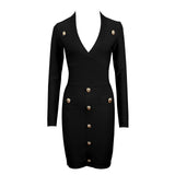 Single-breasted Long-sleeved Slim Ladies Temperament Dress