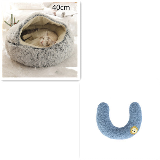 2 In 1 Dog And Cat Bed Pet Winter Bed Round Plush Warm Bed House Soft Long Plush Pets Bed Pet Products null