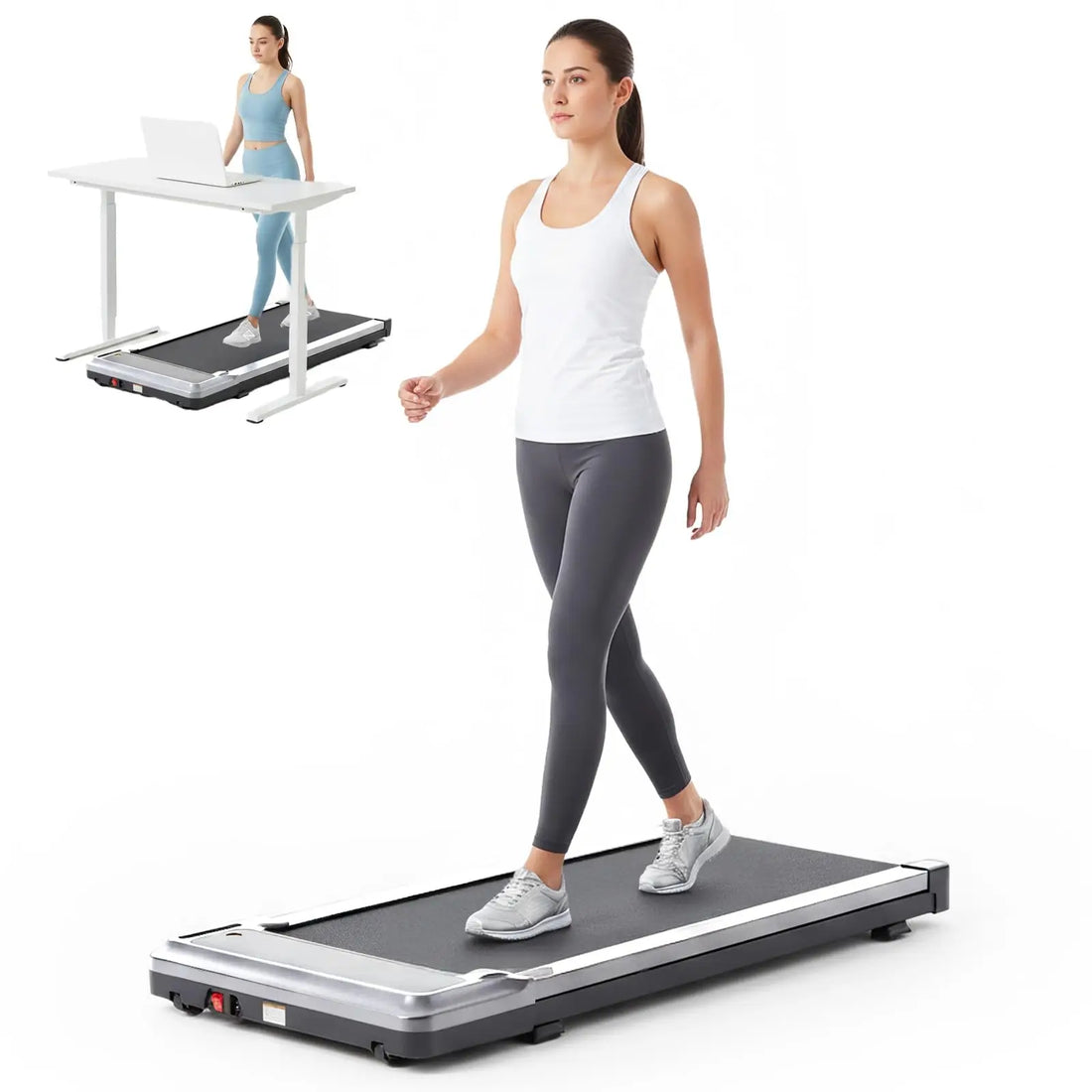 Compact Armless Treadmill, Space Saving Design for Home & Office, Quiet Under Desk Walking Pad, 200 Lbs 3 in 1 Portable Walking