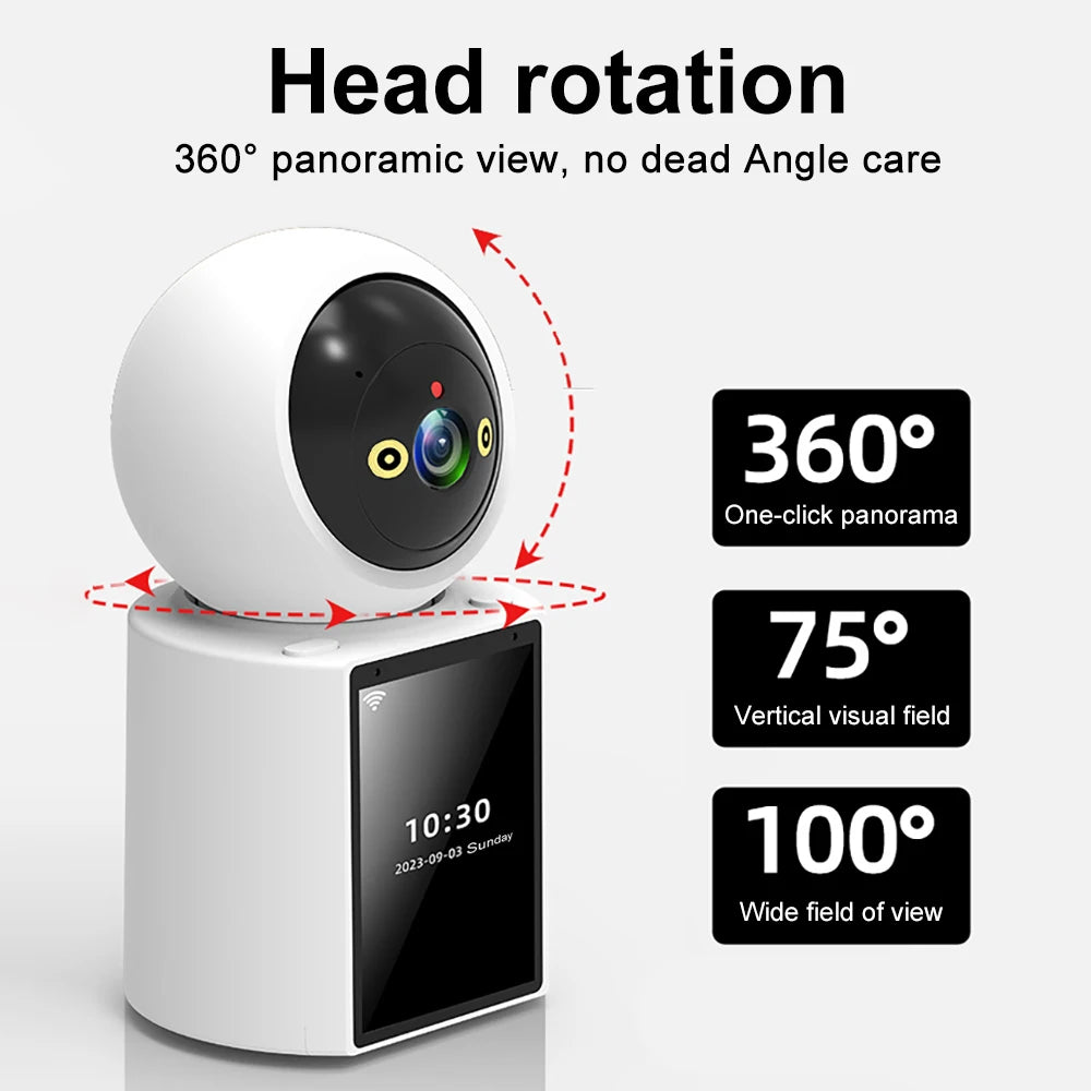 300W HD Mini CCTV Camera 2.8 Inch Screen Wifi Home Security 2.4G/5G Network PTZ Camera 360 Infrared Night Vision Two-Way Call