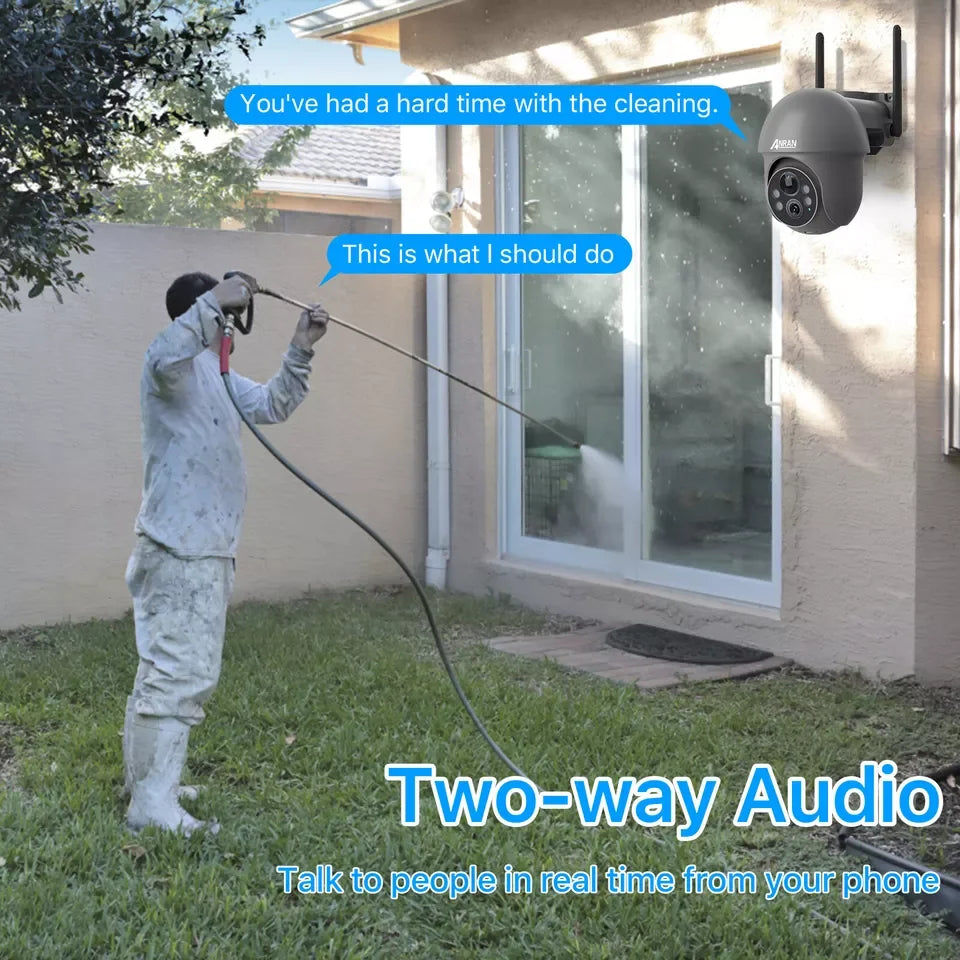 ANRAN 2K Wireless Solar Camera Outdoor,Home Security Camera WiFi,PTZ 360° View,PIR Human Detection,IP65 Waterproof,2 Way Audio