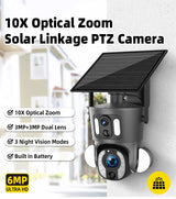 6MP Ubox 4G Dual Lens 10X Optical Zoom Solar Low Powered Cctv Camera Home Security Surveillance& Ip Cameras Connected to Mobile