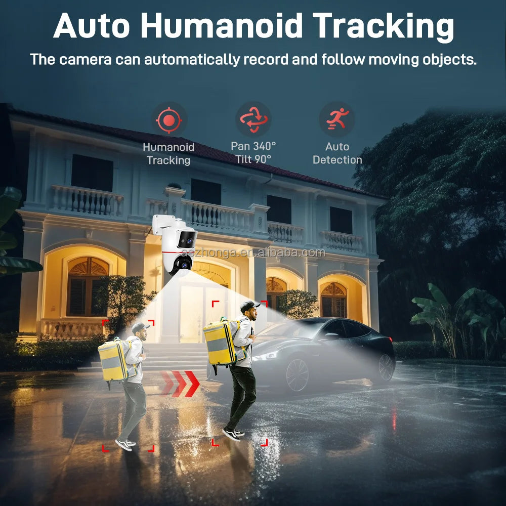 Smart Home Security System IP Security Wireless Wifi CCTV 4MP Camera Dual Lens Screen Display Flash Lights Mini Network Camera