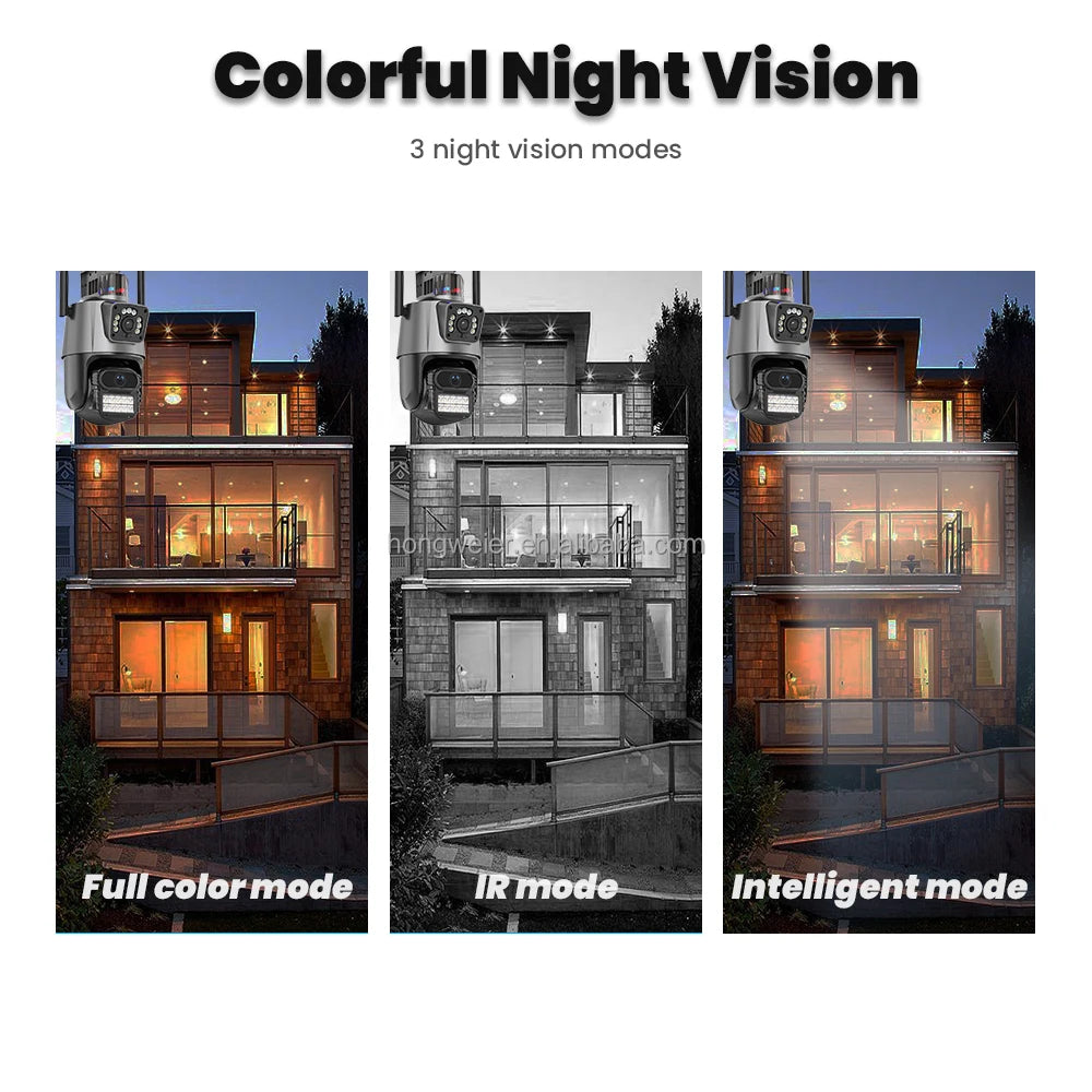 HongGlobal 8MP HD Video Smart Outdoor PTZ Camera ICSee Dual Lens 4K Monitor Wireless WiFi Home Security CCTV Surveillance Camera