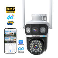 HongGlobal 8MP 4G LTE 3 Screen Surveil Home Smart Camera Eseecloud Dual Lens 4K Home Security 4G Sim Card CCTV Wireless Camera