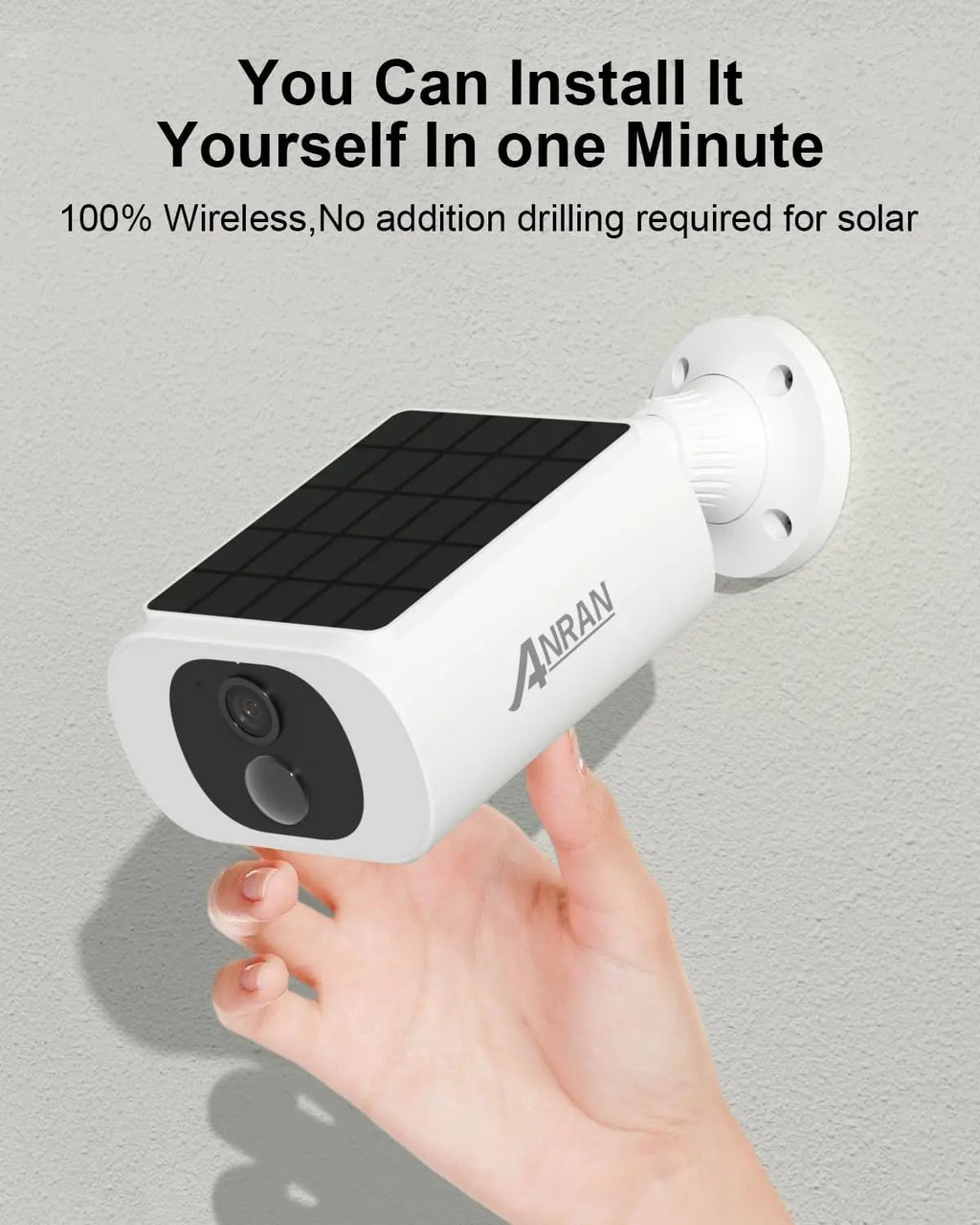 ANRAN 5MP Solar Camera Outdoor,Home Security Camera Wireless,2.4G WiFi,Color Night Vision,PIR Human Detection,IP65 Waterproof