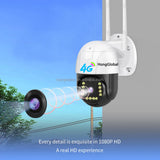 HongGlobal 5MP 4G LTE Video Outdoor 360 Degree Surveil Smart PTZ CCTV Camera V380 Pro 4G Sim Card Wireless Home Security Camera