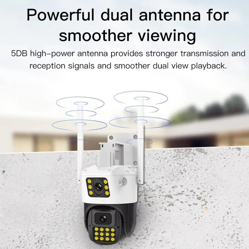 1080P HD 6MP Night Vision Home Security 4G Solar CCTV Camera Smart Auto Tracking Dual-Lens Cloud Storage Outdoor IP66 Camera