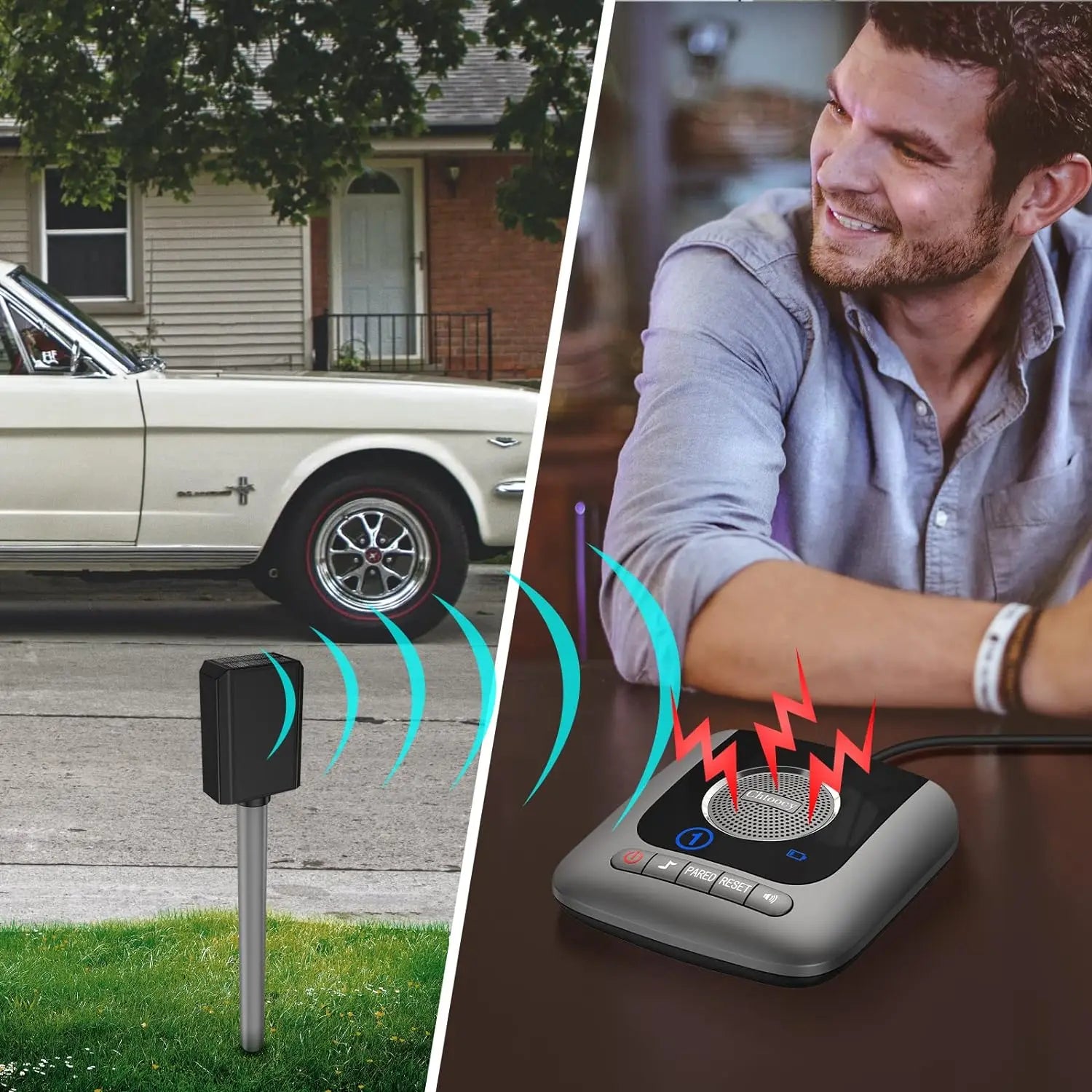 Solar Wireless Portable ABS Driveway Alarm Detects Cars Only (No False Alerts From Pets/Walkers) 800ft Range All-Weather Sensor