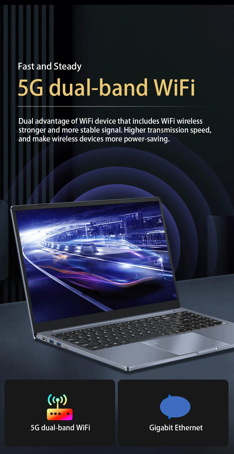 15.6" Laptop Win11 Pro Core I7-8750H 500GB Ultrasound 8/16/32GB RAM 1TB/2TB SSD IPS Screen Metal Body Backlit Keyboard Business