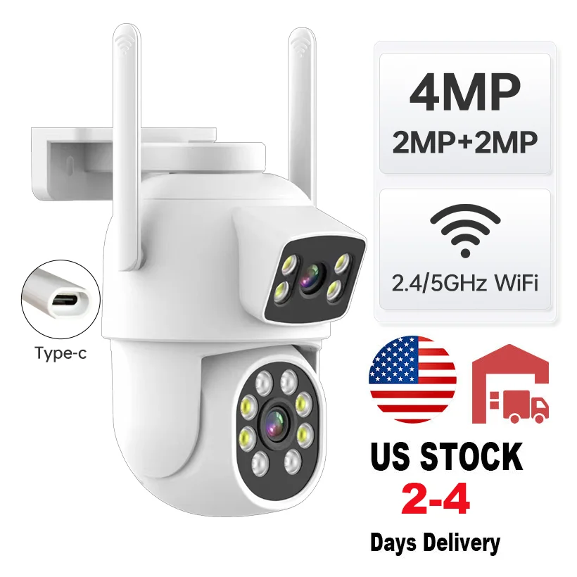 Best Sale House Alarm System Home Security Camera Dual Lens 4MP High Definition Pan/Tilt Network Camera WiFi