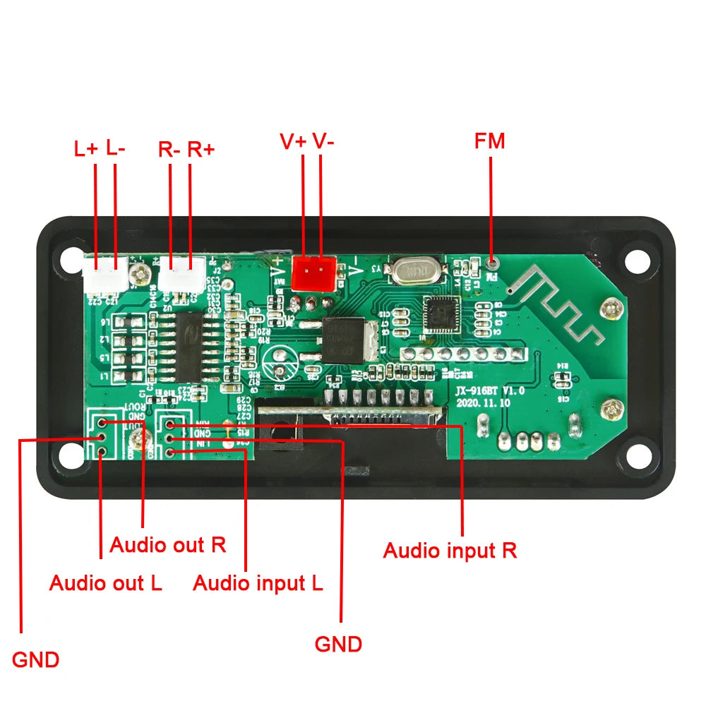 12V MP3 WMA Decoder Board 50W 2*25W Wireless Bluetooth 5.0  Amplifier Car Audio USB TF FM Radio Module MP3 Player