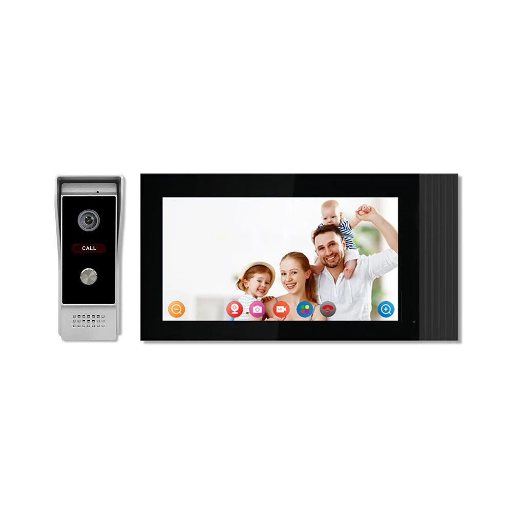 Waterproof 1024x600 WiFi Two-Way Intercom with 7-inch Screen Video Door Phone Home Security Equipment for Home Can Record Videos