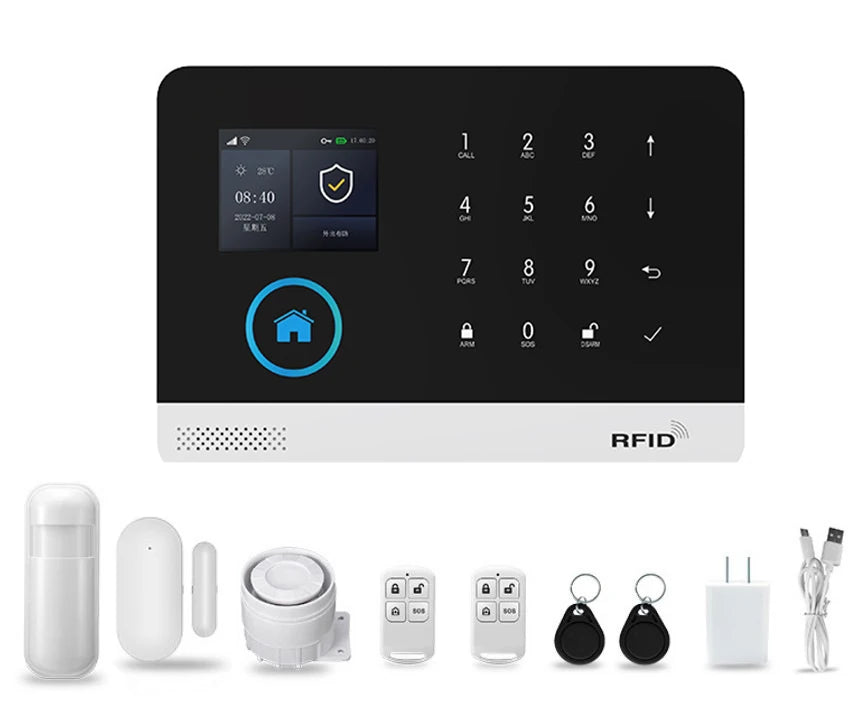 2025 New Style 2.4 Inch Screen Home Security Smart Tuya Alarm System WiFi+2G Version Works with Mobile App Remotely Control