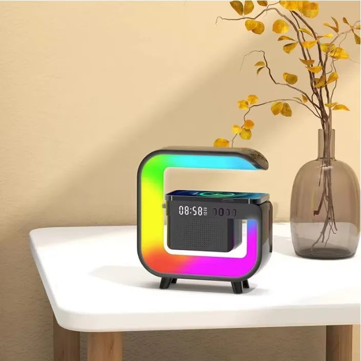 BT G3 Mini Speaker Night Light Multi Functional with Alarm Clock Speaker Led Wireless Charger Speakers