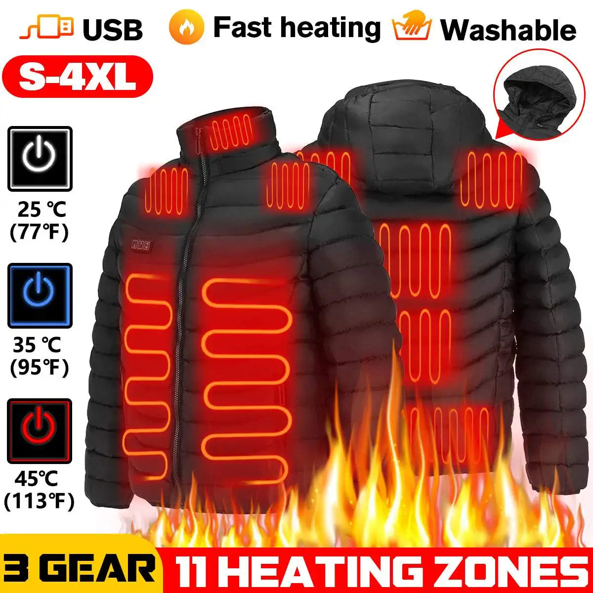 11 Heating Areas Heated Jacket Men Women's Winter Outdoor Camping Sportswear Heated Coat Graphene Heat Coat USB Heating Jackete
