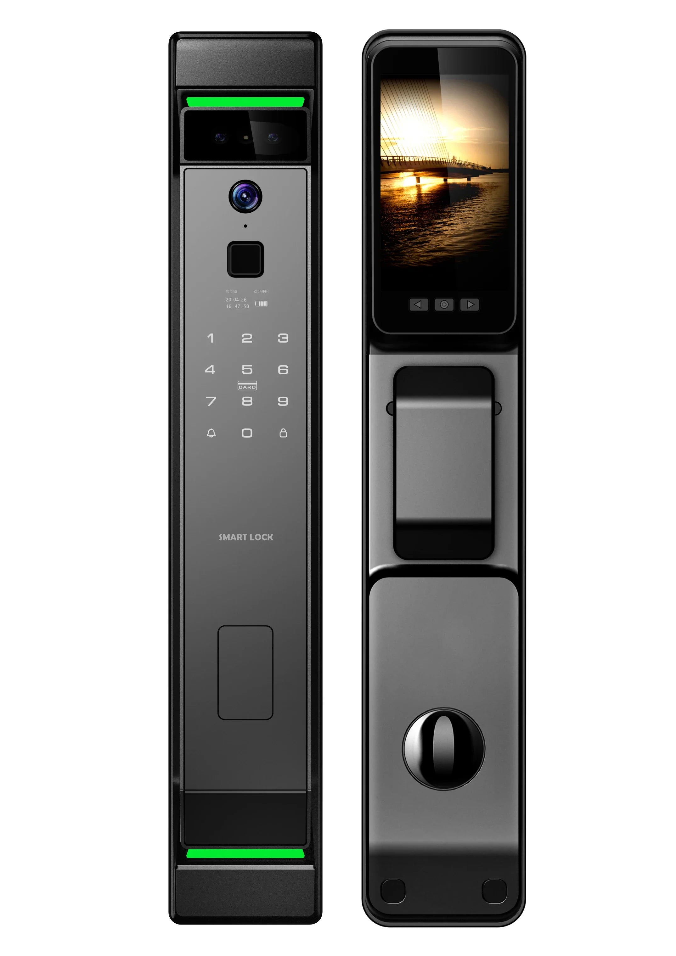 Door Smart Lock 3D Face Fingerprint Palm Vein Recognition Automatic Home Security Camera Remote Video Call for Wood Steel Door
