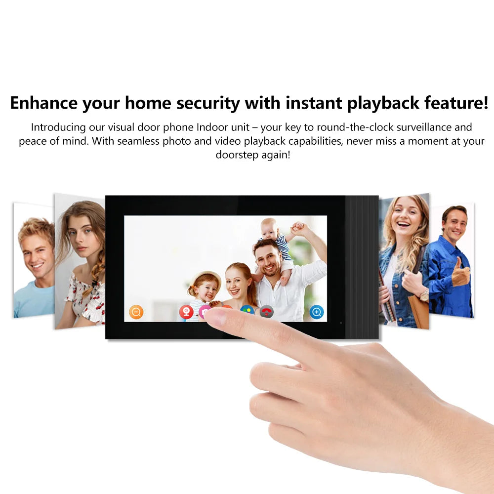 Two-Way Intercom for Mobile App Home Security 7-Inch Screen Video Door Phone with Video Recording Capability