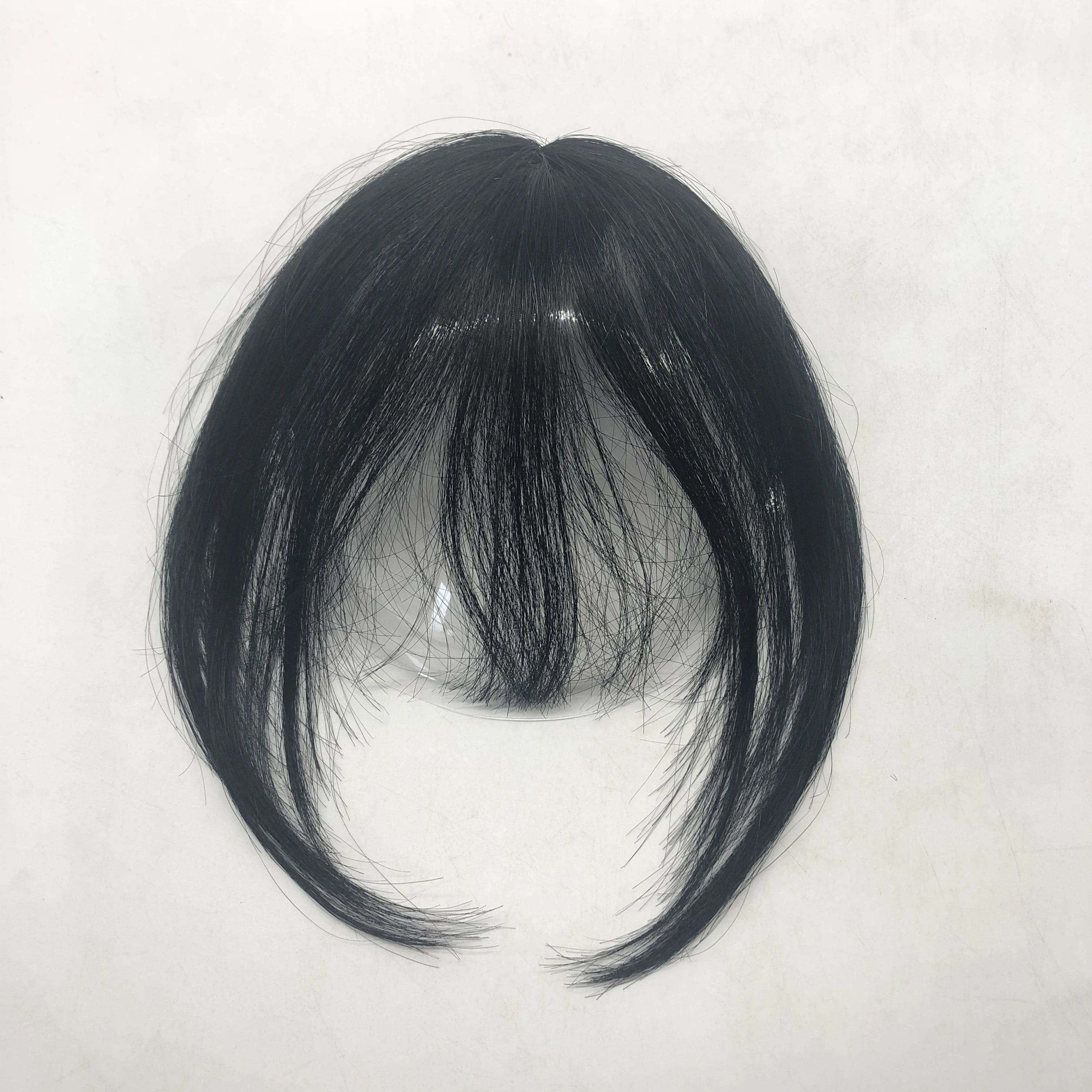 SS LONGFOR 8 Inch 3x4 Women's Hair Extensions 1 Clip in 3D 3D Bangs with Fringes Black Color Human Hair Topper