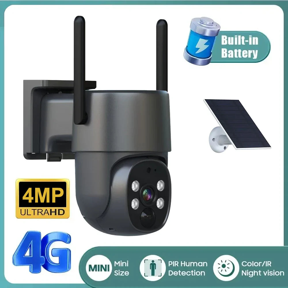 Trending Product Home Security Camera with 3W Solar Panel Color Night Vision PIR Detection Solar CCTV Ptz Camera