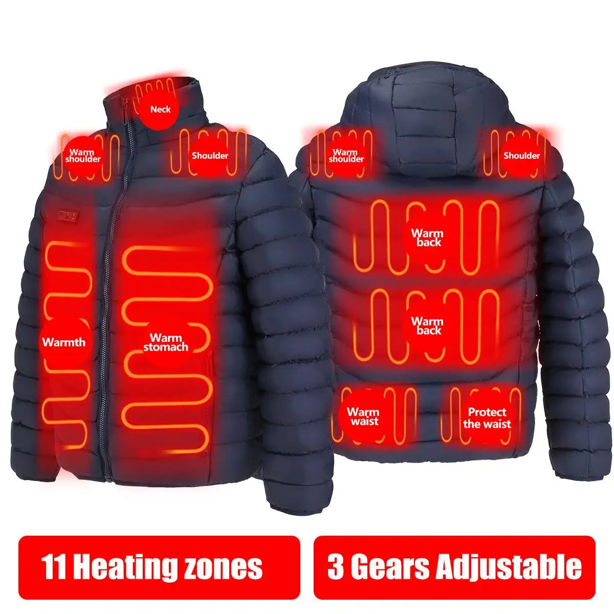 11 Heating Areas Heated Jacket Men Women's Winter Outdoor Camping Sportswear Heated Coat Graphene Heat Coat USB Heating Jackete