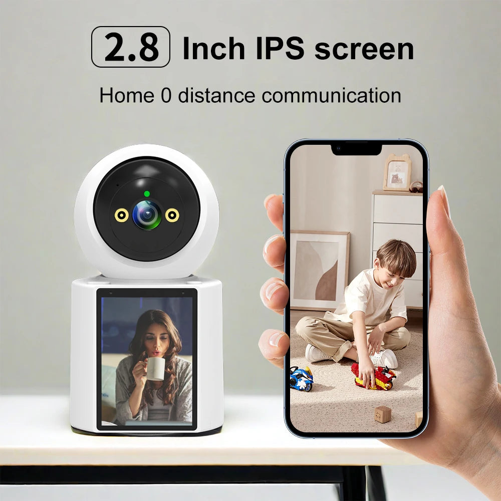300W HD Mini CCTV Camera 2.8 Inch Screen Wifi Home Security 2.4G/5G Network PTZ Camera 360 Infrared Night Vision Two-Way Call