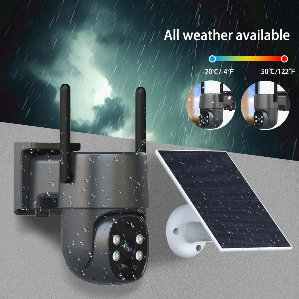 Trending Product Home Security Camera with 3W Solar Panel Color Night Vision PIR Detection Solar CCTV Ptz Camera