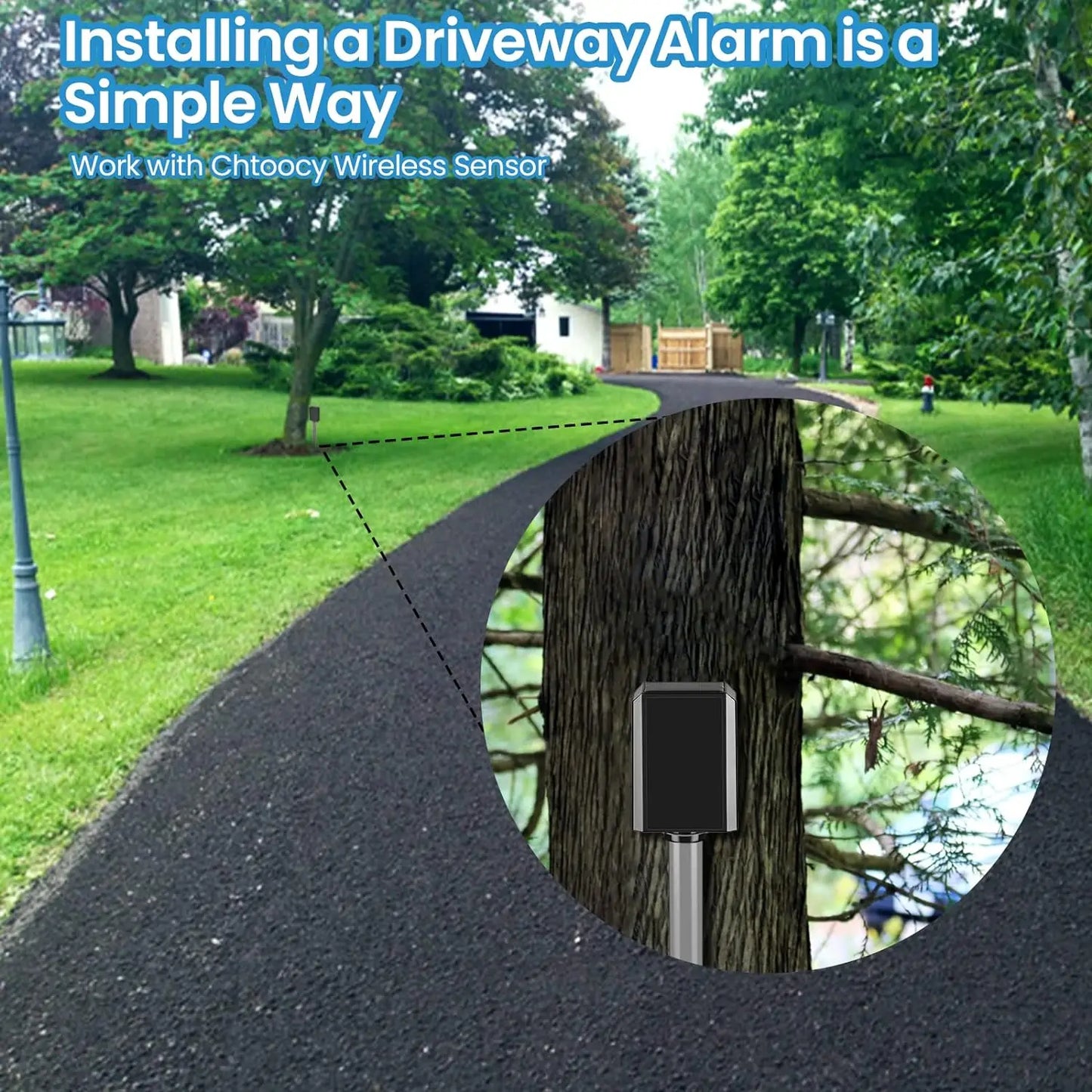 Solar Wireless Portable ABS Driveway Alarm Detects Cars Only (No False Alerts From Pets/Walkers) 800ft Range All-Weather Sensor