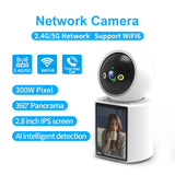 300W HD Mini CCTV Camera 2.8 Inch Screen Wifi Home Security 2.4G/5G Network PTZ Camera 360 Infrared Night Vision Two-Way Call