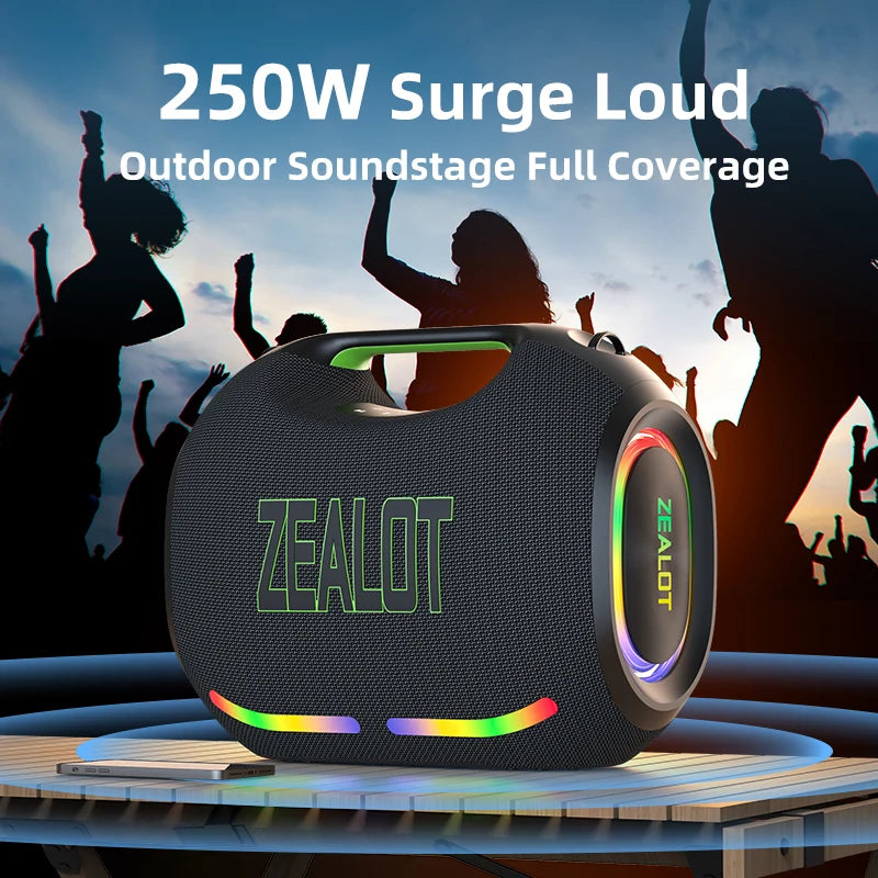 Enceinte Bluetooth portable Zealot ZE21 250 W haute puissance, batterie 48000 mAh avec support