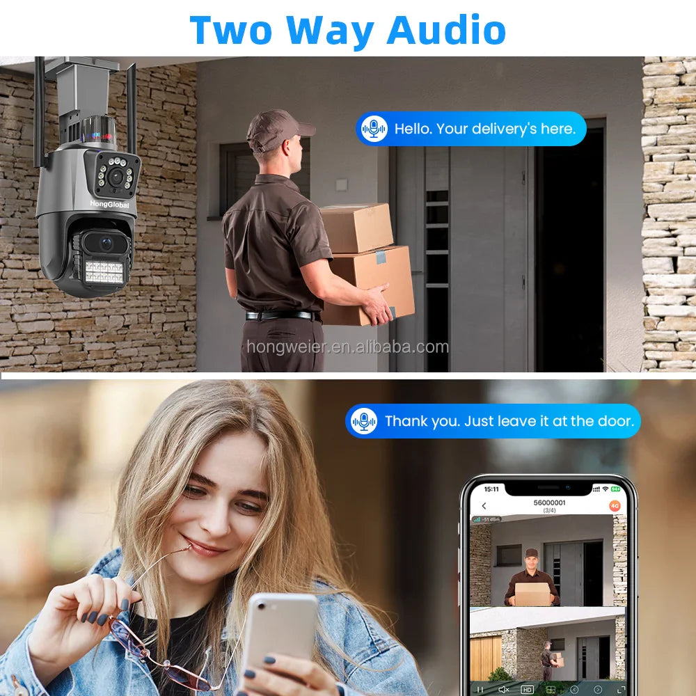 HongGlobal 4MP Smart Wireless 360 Degree IP Surveillance Video Camera V380 Pro Dual Lens WiFi CCTV Network Home Security Camera